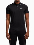EA7 U Polo core identity in piquet di cotone stretch con profili contrasto nero
