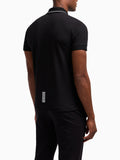 EA7 U Polo core identity in piquet di cotone stretch con profili contrasto nero