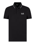 EA7 U Polo core identity in piquet di cotone stretch con profili contrasto nero