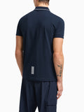 EA7 U Polo core identity in piquet di cotone stretch con profili contrasto blu