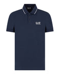 EA7 U Polo core identity in piquet di cotone stretch con profili contrasto blu