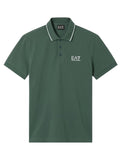 EA7 U Polo con profili contrasto e logo EA7 verde