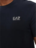 EA7 U T-shirt in cotone logo piccolo EA7 blu