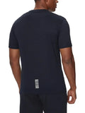EA7 U T-shirt in cotone logo piccolo EA7 blu