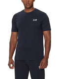 EA7 U T-shirt in cotone logo piccolo EA7 blu