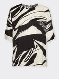 E.MIRO' PRE Blusa stampata in twill di viscosa NERO/LATTE