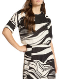 E.MIRO' PRE Blusa stampata in twill di viscosa NERO/LATTE