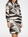 E.MIRO' PRE Abito stampato in twill di viscosa NERO/LATTE