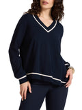 E.MIRO' PRE Maglia asimmetrica con profili a contrasto BLU/B.CO