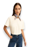 EMMEMARELLA1 T-shirt basic con foulard staccabile bianco