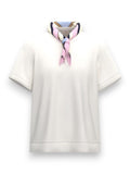 EMMEMARELLA1 T-shirt basic con foulard staccabile bianco