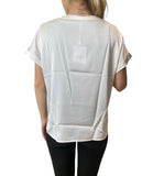 EMMEMARELLA1 Blusa Ramo effetto raso bianco