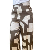 EMMEMARELLA2 Pantalone palazzo con fantasia tortora