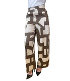 EMMEMARELLA2 Pantalone palazzo con fantasia tortora
