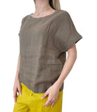 EMMEMARELLA2 Blusa in lino morbida tortora