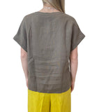 EMMEMARELLA2 Blusa in lino morbida tortora