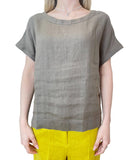 EMMEMARELLA2 Blusa in lino morbida tortora