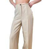 EMMEMARELLA2 Pantalone vita alta palazzo beige