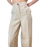 EMMEMARELLA2 Pantalone vita alta palazzo beige