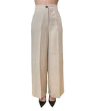 EMMEMARELLA2 Pantalone vita alta palazzo beige