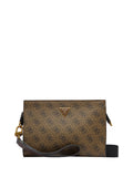 GUESS ACC U PRE Pochette a mano tracollina milano top zip CAFFE