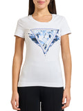 GUESS APP D COL T-shirt feather triangle bianco