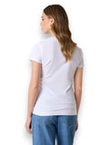 GUESS APP D COL T-shirt con logo ricamamto bianco