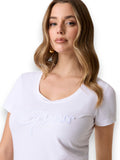 GUESS APP D COL T-shirt con logo ricamamto bianco