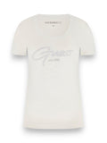 GUESS APP D COL T-shirt con logo ricamamto bianco