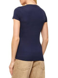 GUESS APP D COL T-shirt logo strass scollo ampio blu