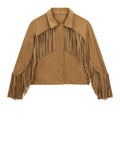 GUESS APP D COL Giubbino in ecocamoscio con frange Chiara Ferragni sabbia