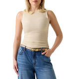GUESS APP D COL Canotta francine smock hotfix top con strass beige
