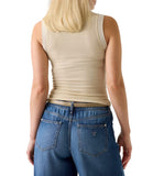 GUESS APP D COL Canotta francine smock hotfix top con strass beige