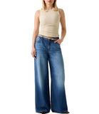 GUESS APP D COL Canotta francine smock hotfix top con strass beige