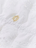 GUESS APP D COL Top shoulder off Eyelets in pizzo bianco
