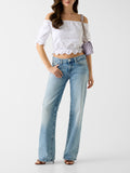 GUESS APP D COL Top shoulder off Eyelets in pizzo bianco