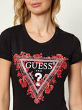 GUESS APP D PRE T-shirt flowers triangle logo nero