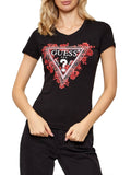 GUESS APP D PRE T-shirt flowers triangle logo nero
