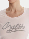 GUESS APP D PRE T-shirt logo script ROSA CHIARO