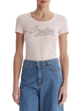 GUESS APP D PRE T-shirt logo script ROSA CHIARO