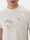 GUESS APP U COL T-shirt triangle logo Hd multicolor bianco