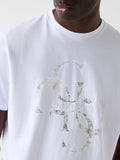 GUESS APP U PRE T-shirt logo shimmer 4g bianco