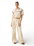 GUESS ATH D COL Pantaloni wide leg Jasmine con profilo contrasto sabbia