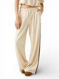 GUESS ATH D COL Pantaloni wide leg Jasmine con profilo contrasto sabbia