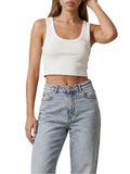 GUESS ATH D COL Canotta tank top a costine Silvy bianco