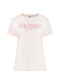GUESS ATH D PRE T-shirt Giuditta logo stampato cuori B.CO/ROSA