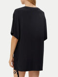 GUESS U.WEAR D COL Maxi t-shirt con logo strass nero