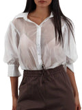 I AM DRSS-FNTSY Camicia in tencel manica 3/4 bianco