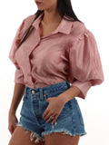 I AM DRSS-FNTSY Camicia manica a palloncino rosa