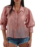 I AM DRSS-FNTSY Camicia manica a palloncino rosa